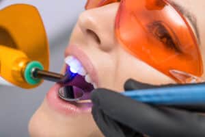 Macro photo of dental treatment